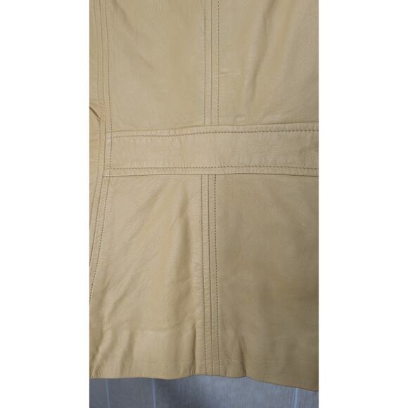 Together! butter yellow leather jacket Blazer 4 button career Womens size 12 - Picture 3 of 12